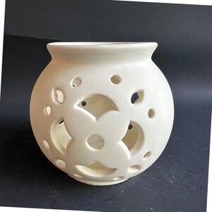 PartyLite Candle Holder Vintage Cream Ceramic Cutout Orb Votive Taiwan